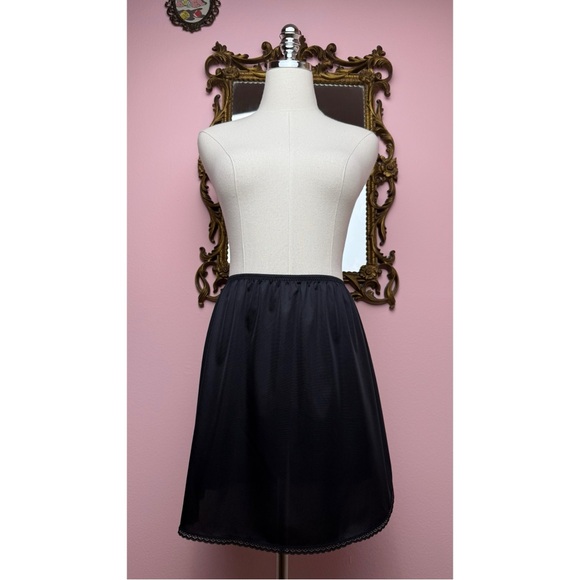 Vanity Fair Other - Vintage Vanity Fair Black Mini Nylon Half Slip Skirt Medium